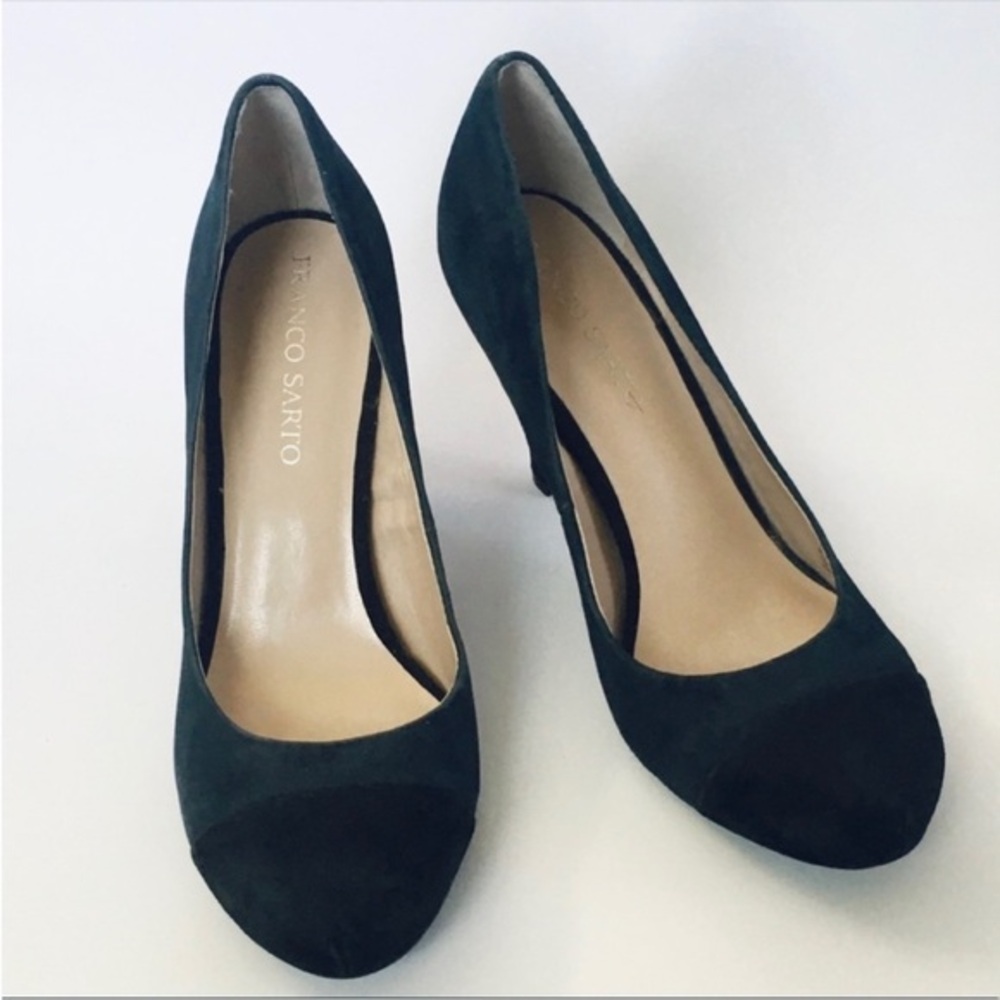 🍀3/$30 Franco Sarto Willa Leather Suede Cap Toe Color Block Pumps 8.5